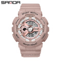 Sanda 299G 292L Sport Trend Ladies Men Digital Wristwatches LED Luminous Chrono Rubber Functional Couple Watches